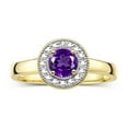 thumbnail image 1 of RYLOS Rings for Women 14K Gold Plated Silver Halo Birthstone Ring with Round 4MM Gemstone &  Diamonds February Amethyst Jewelry Size 6, 1 of 8