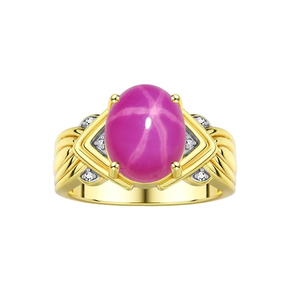 RYLOS Rings for Women 14K Gold Plated Silver Ring 12X10MM Gemstone &  Diamonds Great Ring for Middle or Pointer Finger Star Ruby Jewelry  Size 10.5