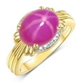 thumbnail image 1 of RYLOS Rings for Women 14K Gold Plated Silver Ring 12X10MM Gemstone &  Diamonds Great Ring for Middle or Pointer Finger Star Ruby Jewelry Size 10, 1 of 7