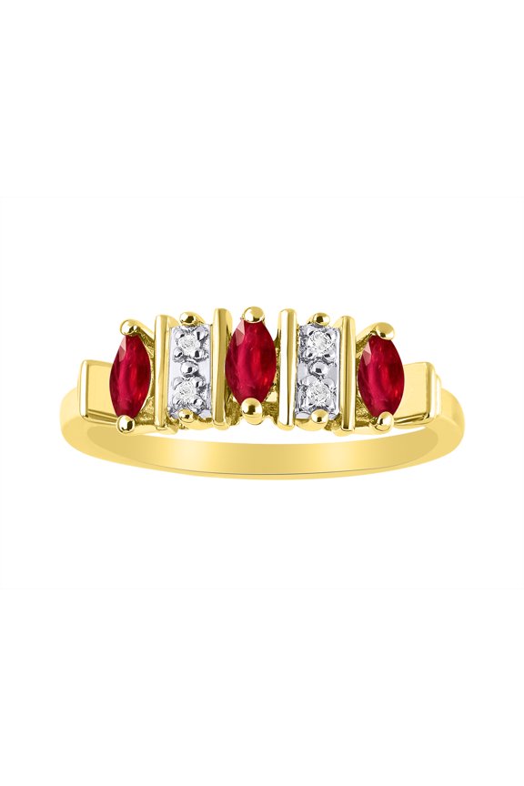 Rings for Women 14K Gold Plated Silver Ring Classic 3 Stone Precious Gemstone and Diamond Ring JulyRuby Jewelry Size 7