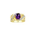 thumbnail image 1 of RYLOS Rings for Women 14K Gold Plated Silver Ring Classic 9X7MM Oval Gemstone & Diamonds February Amethyst Jewelry Size 12, 1 of 8
