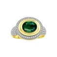 thumbnail image 1 of RYLOS Rings for Women 14K Gold Plated Silver Ring Classic 9X7MM Oval Gemstone & Diamonds Green Sapphire Jewelry Size 12, 1 of 8