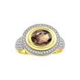 thumbnail image 1 of RYLOS Rings for Women 14K Gold Plated Silver Ring Classic 9X7MM Oval Gemstone & Diamonds June Smoky Quartz Jewelry Size 10, 1 of 6