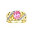 thumbnail image 1 of RYLOS Rings for Women 14K Gold Plated Silver Ring Classic 9X7MM Oval Gemstone & Diamonds October Pink Ice Jewelry Size 10, 1 of 7