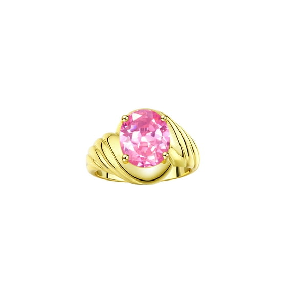 RYLOS Rings for Women 14K Gold Plated Silver Ring Classic Style Oval 12X10MM Solitaire Gemstone Ring June Pink Ice Jewelry for Women Size 7