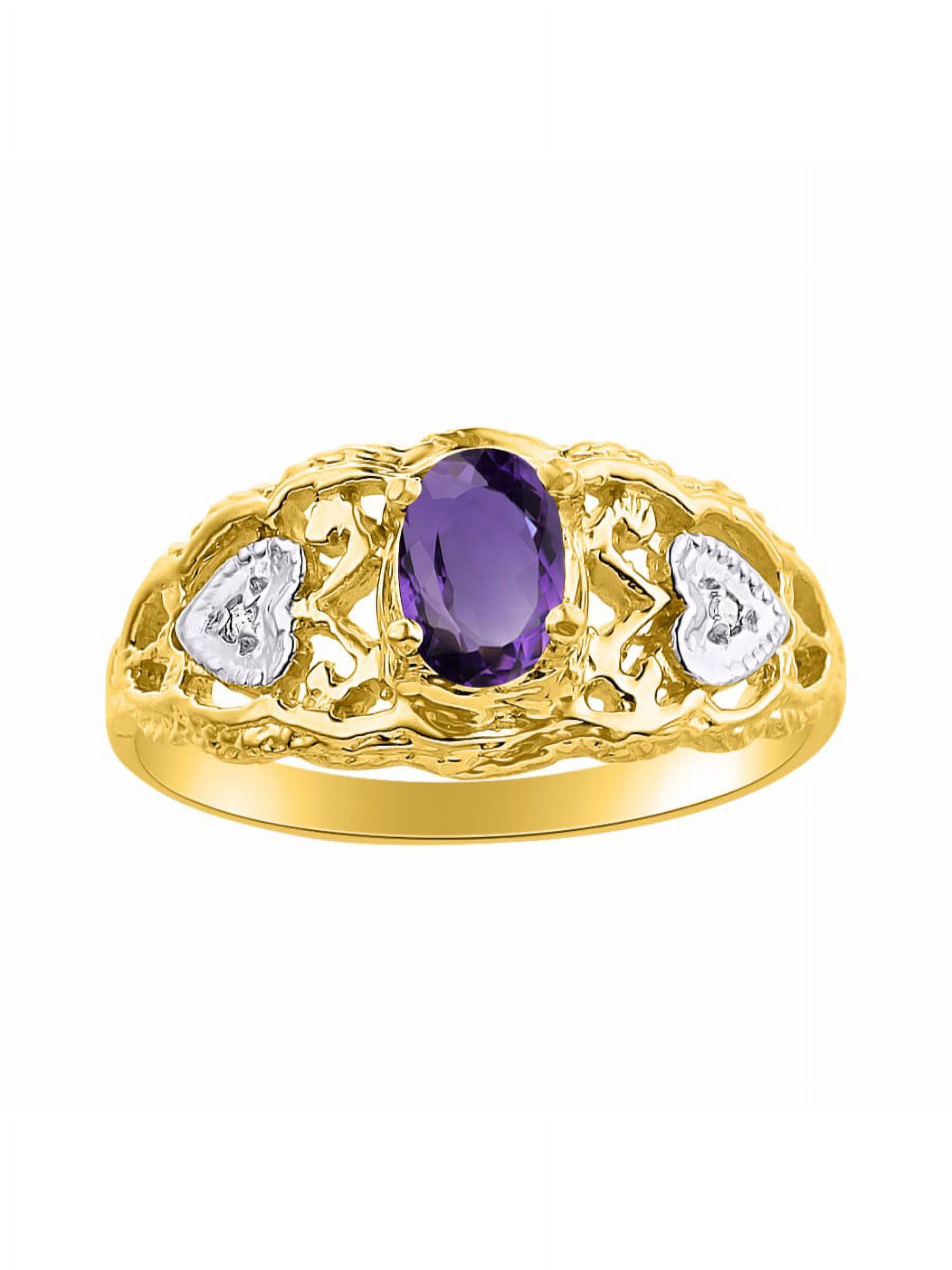 RYLOS Rings for Women 14K Gold Plated Silver Ring Filigree Heart ...