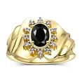 thumbnail image 1 of RYLOS Rings for Women 14K Gold Plated Silver Ring with Oval 7X5MM Gemstone &  Sparkling Diamonds October Onyx Jewelry  Size 6, 1 of 8