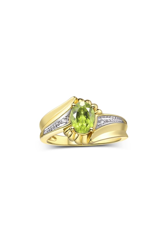 Rings for Women 14K Gold Plated Silver Swirl Z Ring 7X5MM Oval Gemstone &  Diamond Rings August Peridot Jewelry Size 6