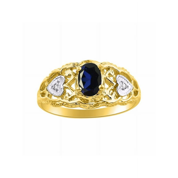 RYLOS Rings for Women 14K Gold Ring Filigree Heart Birthstone Ring 6X4MM Gemstone & Diamonds September Sapphire Jewelry for Women Size 7