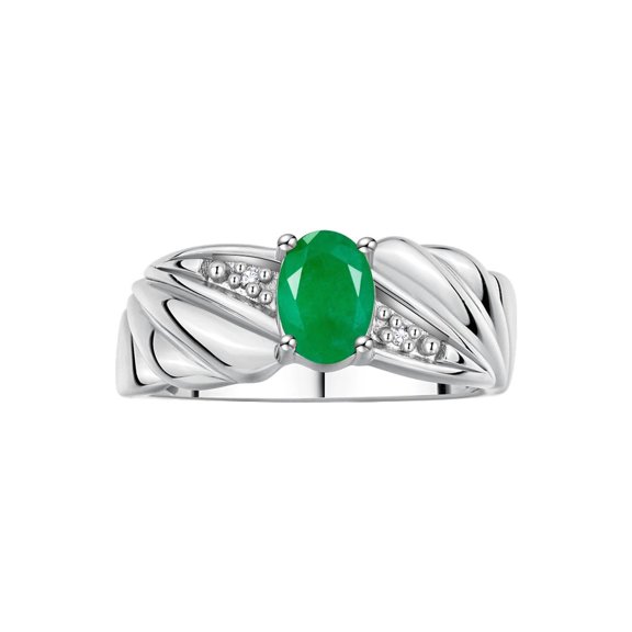 RYLOS Rings for Women 14K White Gold Angel Wing Birthstone Ring 7X5MM Gemstone &  Diamonds May Emerald Jewelry for Women Gold Rings For Women Size 7