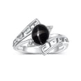 thumbnail image 1 of RYLOS Rings for Women 14K White Gold Greek Key Designer Ring 9X7MM Gemstone & Diamond Ring March Black Star Sapphire Jewelry  Size 10, 1 of 8