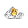 thumbnail image 1 of RYLOS Rings for Women 14K White Gold Greek Key Designer Ring 9X7MM Gemstone & Diamond Ring November Citrine Jewelry  Size 10, 1 of 8