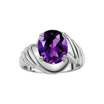 RYLOS Rings for Women 14K White Gold Ring Classic Designer Style Oval 12X10MM Solitaire Gemstone Ring February Amethyst Jewelry for Women Size 5