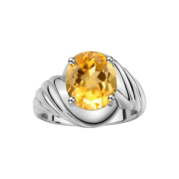RYLOS Rings for Women 14K White Gold Ring Classic Designer Style Oval 12X10MM Solitaire Gemstone Ring November Citrine Jewelry for Women Size 9