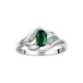 thumbnail image 1 of RYLOS Rings for Women 14K White Gold Ring Classic Style Birthstone Ring 6X4MM Gemstone & Diamonds Green Sapphire Jewelry for Women Size 9, 1 of 8