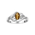 thumbnail image 1 of RYLOS Rings for Women 14K White Gold Ring Classic Style Birthstone Ring 6X4MM Gemstone & Diamonds November Tiger Eye Jewelry for Women Size 5, 1 of 8