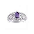 thumbnail image 1 of RYLOS Rings for Women 14K White Gold Ring Filigree Heart Birthstone Ring 6X4MM Gemstone & Diamonds February Amethyst Jewelry for Women Size 5, 1 of 7