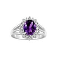 thumbnail image 1 of RYLOS Rings for Women 14K White Gold Ring Princess Diana Inspired 9X7MM Gemstone & Halo of  Diamonds February Amethyst Jewelry for Women Size 8, 1 of 8