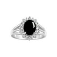 thumbnail image 1 of RYLOS Rings for Women 14K White Gold Ring Princess Diana Inspired 9X7MM Gemstone & Halo of  Diamonds October Cabochon Onyx Jewelry for Women Size 10, 1 of 8