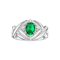 thumbnail image 1 of RYLOS Rings for Women 14K White Gold Ring XOXO Hugs & Kisses 7X5MM Gemstone & Diamond Ring May Emerald Jewelry Size 10, 1 of 8