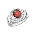 thumbnail image 1 of RYLOS Rings for Women 14K White Gold Ring XOXO Hugs & Kisses 9X7MM Gemstone & Diamond Ring January Garnet Jewelry for Women Size 9, 1 of 8