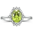 thumbnail image 1 of RYLOS Rings for Women 14K White Gold Ring with 7X5MM Oval Gemstone &  Sparkling Diamonds August Peridot Jewelry Size 8, 1 of 8