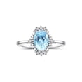 thumbnail image 1 of RYLOS Rings for Women 14K White Gold Ring with 7X5MM Oval Gemstone &  Sparkling Diamonds December Blue Topaz Jewelry Size 10, 1 of 8