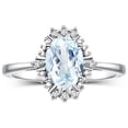 thumbnail image 1 of RYLOS Rings for Women 14K White Gold Ring with 7X5MM Oval Gemstone &  Sparkling Diamonds March Aquamarine Jewelry Size 8, 1 of 8