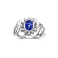 thumbnail image 1 of RYLOS Rings for Women 14K White Gold Ring with Oval 7X5MM Gemstone &  Sparkling Diamonds Blue Star Sapphire Jewelry Size 5, 1 of 8