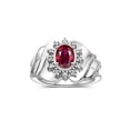 thumbnail image 1 of RYLOS Rings for Women 14K White Gold Ring with Oval 7X5MM Gemstone &  Sparkling Diamonds July Ruby Jewelry Size 6, 1 of 8