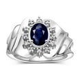thumbnail image 1 of RYLOS Rings for Women 14K White Gold Ring with Oval 7X5MM Gemstone &  Sparkling Diamonds September Sapphire Jewelry Size 8, 1 of 7