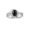thumbnail image 1 of RYLOS Rings for Women Sterling Silver Swirl Z Ring 7X5MM Oval Gemstone &  Diamond Rings October Onyx Jewelry Size 10, 1 of 8