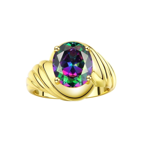 RYLOS Rings for Women 14K Yellow Gold Ring Classic Designer Style Oval 12X10MM Solitaire Gemstone Ring June Alexandrite Jewelry for Women Size 10.5