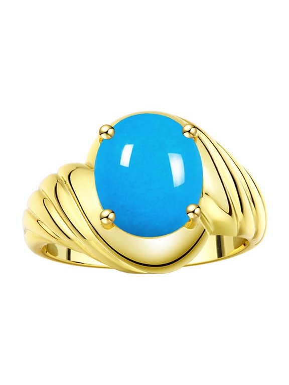 Classic Solitaire Design Birthstone Ring for Women, Turquoise, 14K Yellow Gold, Size 12