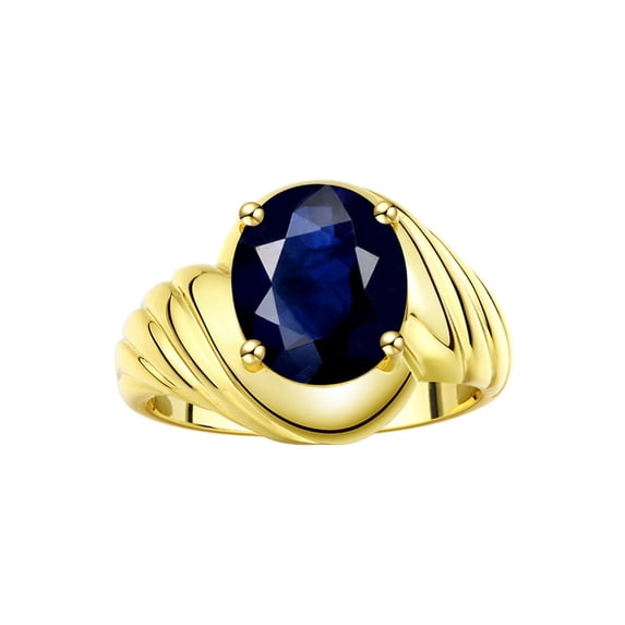 RYLOS Rings for Women 14K Gold Plated Silver Ring Classic Style Oval 12X10MM Solitaire Gemstone Ring September Sapphire Jewelry for Women Size 8