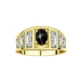 thumbnail image 1 of RYLOS Rings for Women 14K Yellow Gold Ring Classic Style 7X5MM Oval Gemstone &  Diamond Ring Black Star Sapphire Jewelry Size 6, 1 of 8