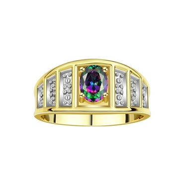 RYLOS Rings for Women 14K Yellow Gold Ring Classic Style 7X5MM Oval Gemstone &  Diamond Ring June Alexandrite Jewelry Size 6