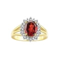 thumbnail image 1 of RYLOS Rings for Women 14K Yellow Gold Ring Princess Diana Inspired 9X7MM Gemstone & Halo of  Diamonds January Garnet Jewelry for Women Size 10, 1 of 8