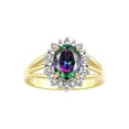 thumbnail image 1 of RYLOS Rings for Women 14K Yellow Gold Ring Princess Diana Inspired 9X7MM Gemstone & Halo of  Diamonds June Alexandrite Jewelry for Women Size 5, 1 of 8