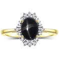 thumbnail image 1 of RYLOS Rings for Women 14K Yellow Gold Ring with 7X5MM Oval Gemstone &  Sparkling Diamonds Black Star Sapphire Jewelry Size 8, 1 of 7