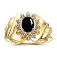 thumbnail image 1 of RYLOS Rings for Women 14K Yellow Gold Ring with Oval 7X5MM Gemstone &  Sparkling Diamonds Cabochon Onyx Jewelry Size 7, 1 of 7