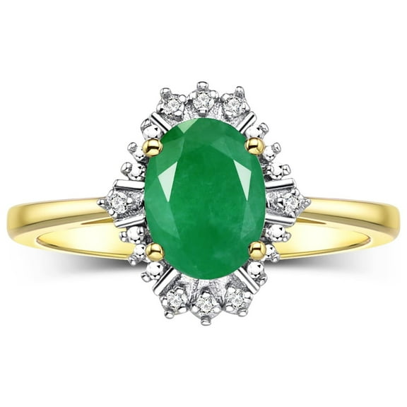 RYLOS Rings for Women Gold Plated Silver Ring with 7X5MM Oval Gemstone &  Sparkling Diamonds May Emerald Jewelry Size 6