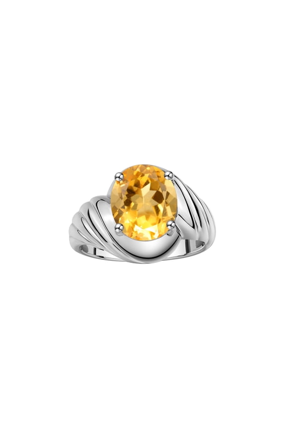 Rings for Women Silver Ring Classic Designer Style Oval 12X10MM Solitaire Gemstone Ring November Citrine Jewelry for Women Size 11.5