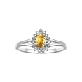thumbnail image 1 of RYLOS Rings for Women Silver Ring Halo of Diamonds Birthstone Ring 6X4MM Pear Shape Tear Drop Gemstone November Citrine Jewelry for Women  Size 7, 1 of 8
