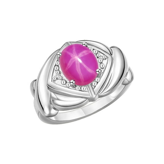 RYLOS Rings for Women Silver Ring XOXO Hugs & Kisses 9X7MM Gemstone & Diamond Ring July Star Ruby Jewelry for Women Size 12