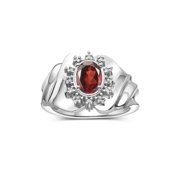 RYLOS Rings for Women Silver Ring with Oval 7X5MM Gemstone &  Sparkling Diamonds January Garnet Jewelry  Size 8