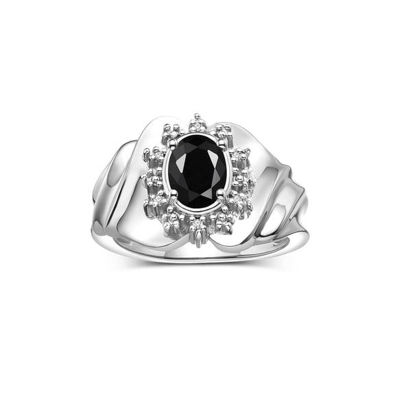 RYLOS Rings for Women Silver Ring with Oval 7X5MM Gemstone &  Sparkling Diamonds October Onyx Jewelry  Size 8