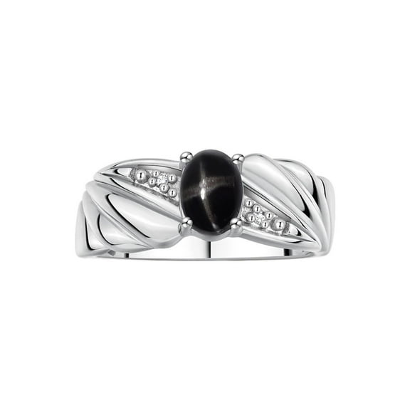 RYLOS Rings for Women Sterling Silver Angel Wing Birthstone Ring 7X5MM Gemstone & Diamonds Black Star Sapphire Jewelry for Women Size 7