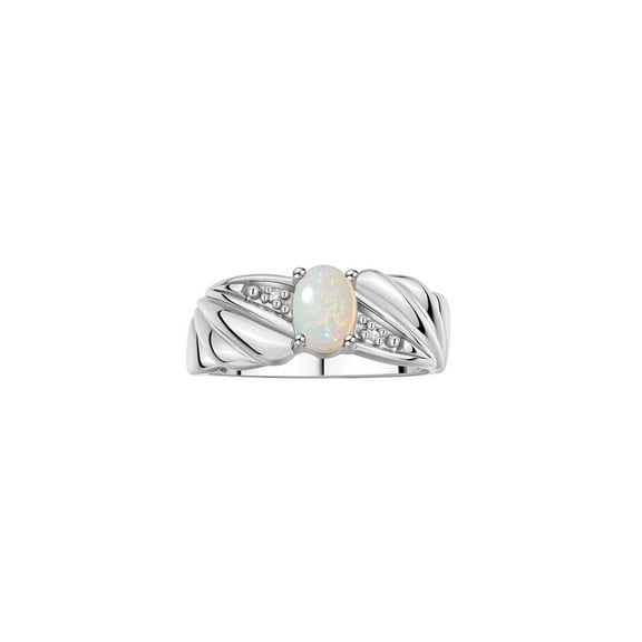 RYLOS Rings for Women Sterling Silver Angel Wing Birthstone Ring 7X5MM Gemstone &  Diamonds October Opal Jewelry for Women Size 10