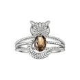 thumbnail image 1 of RYLOS Rings for Women Sterling Silver CAT Ring 7X5MM Oval Gemstone &  Sparkling Diamonds June Smoky Quartz Jewelry Size 11, 1 of 7